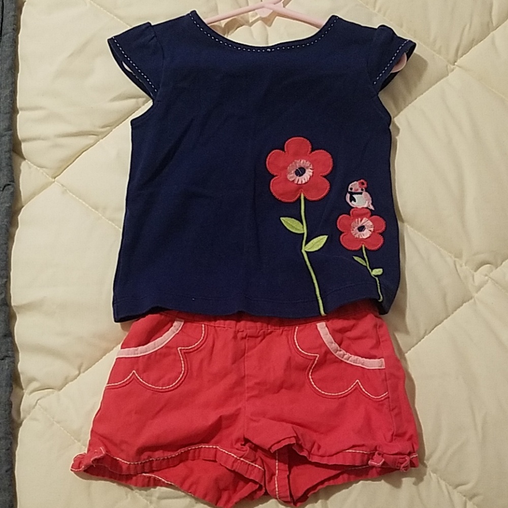 Gymboree pink floral top and shorts